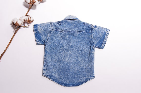 Vintage Kids Shirt 90s acid wash denim shirt boy … - image 3