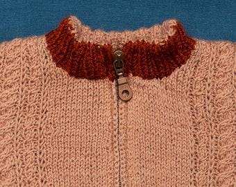 Vintage Baby Zip Up Cardigan . 12 - 18 months Hand Knit Toddler Cardigan Vintage Kids Sweater Little Boys Girls Cardigan Children Knitwear