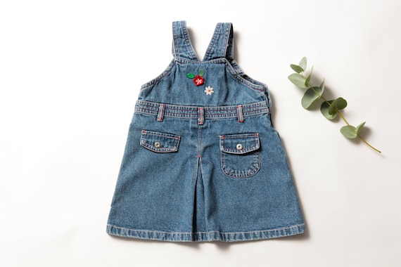 Vintage Baby Girl Clothes size 86 jean dress deni… - image 3