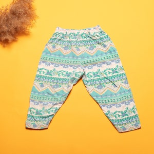 Vintage Baby Pants patterned jersey home wear pants stretchy waist leggings tight pants age 1 - 2 years