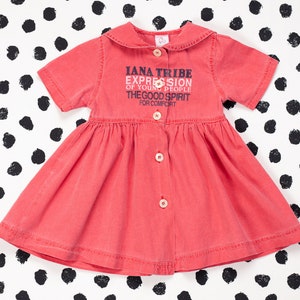 Vintage Girl Dress babydoll dress age 12 - 18 months 90s Cute Baby Girl Summer Dress with Button Front Gift Red Dress Vintage Toddler Outfit