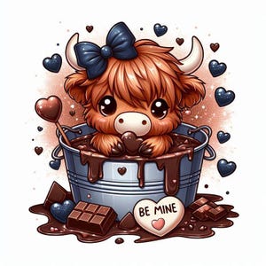 Cute Highland Cow Png, Sublimation Design, Coffee Addict Clipart, Cow Digital Image, Western Png, T-Shirt Design, Instant Download Png,