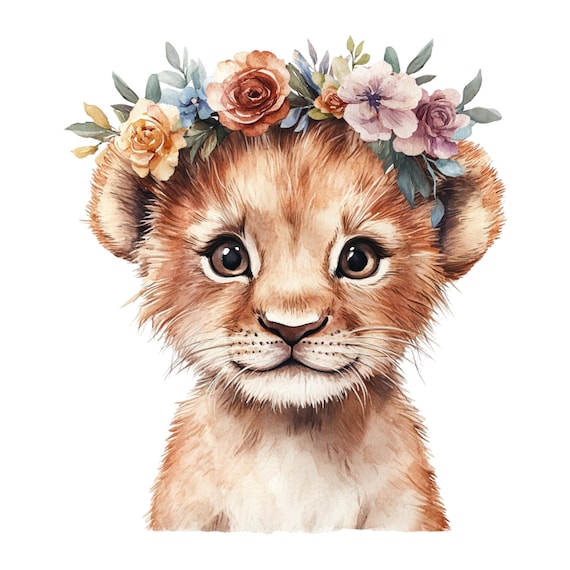 Bebé león PNG, adorable arte de pared para guardería en la jungla