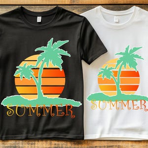 Summer Sunset Palm Tree T-Shirt PNG - Tropical Sublimation Design