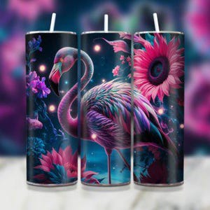Pink Flamingo Tumbler Wrap 20 oz Skinny Tumbler Sublimation Design Summer Tumbler Png Rainbow Tumbler Design Seamless Digital Download
