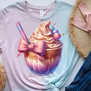 Iced Coffee Club Sweatshirt & Sleeve Watercolor PNG Design | Trendy Mom Coffee Lover Coquette Bow PNG, JPG  Sublimation, Digital Download