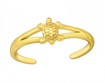 Toe ring toe ring turtle gold-plated 925 sterling silver as foot jewelry finger ring midi ring toe ring