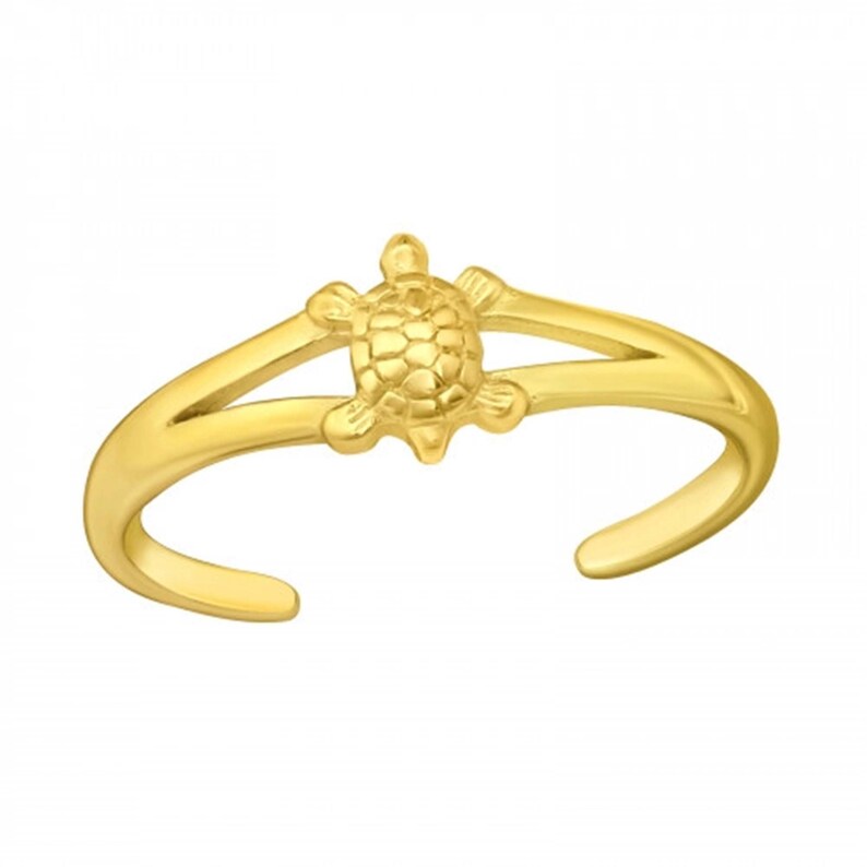 Toe ring toe ring turtle gold-plated 925 sterling silver as foot jewelry finger ring midi ring toe ring image 1