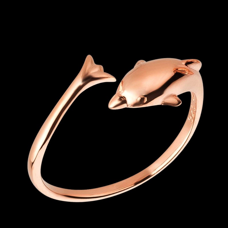 Toe ring Toe ring dolphin rose gold 925 sterling silver as foot jewelry finger ring midi ring toe ring image 2