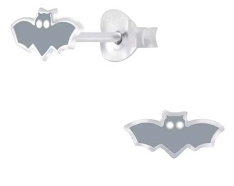 Earrings bat 925 silver stud earrings children's earrings genuine sterling silver girls women including safety lock