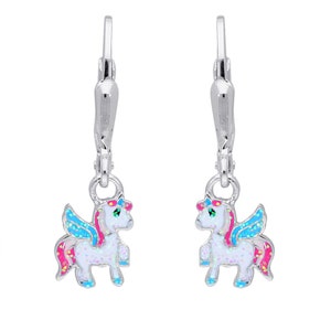 Earrings unicorn horse 925 silver children's earrings earrings real sterling silver girls children's jewelry