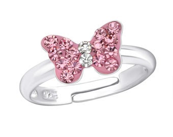 Ring für Kinder Schmetterling 925 Silber echt Sterling Silber Mädchen Kinderring Fingerring Silberring Kinderschmuck