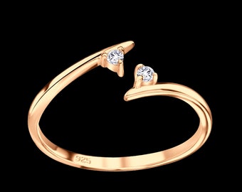 Zehenring Zehring Rosegold Zirkonia 925 Sterling Silber als Fußschmuck Finger Ring Midi Ring Zehring