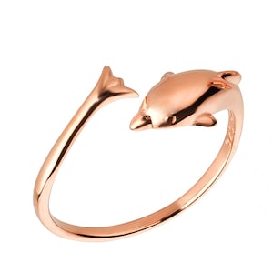 Toe ring Toe ring dolphin rose gold 925 sterling silver as foot jewelry finger ring midi ring toe ring image 1