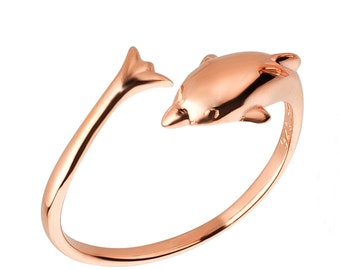 Toe ring Toe ring dolphin rose gold 925 sterling silver as foot jewelry finger ring midi ring toe ring