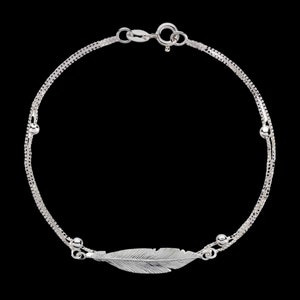 Anklet anklet leaf 925 silver foot jewelry real silver length adjustable 23-25 cm