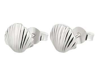 Earrings shell 925 silver ear studs children's earrings genuine sterling silver girls ladies including safety lock