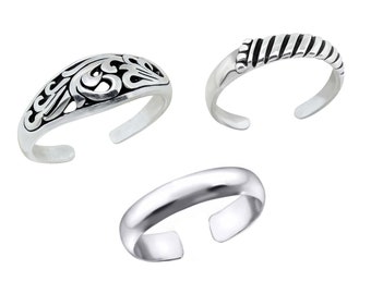 3 x toe ring toe ring set 925 silver plated as foot jewelry finger ring midi ring toe ring