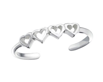 Toe ring Toe ring heart 925 sterling silver as foot jewelry Finger ring Midi ring Toe ring