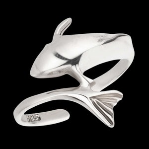 Toe ring Toe ring dolphin 925 sterling silver as foot jewelry finger ring midi ring toe ring image 1