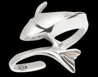 Zehenring Zehring Delfin 925 Sterling Silber als Fußschmuck Finger Ring Midi Ring Zehring
