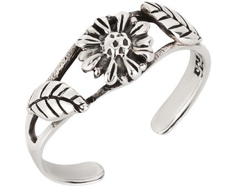 Zehenring Zehring Blume 925 Sterling Silber als Fußschmuck Finger Ring Midi Ring Zehring