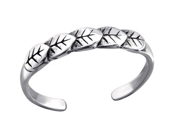Zehenring Zehring Blatt 925 Sterling Silber als Fußschmuck Finger Ring Midi Ring Zehring