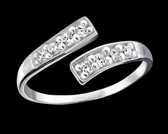 Zehenring Zehring Zirkonia 925 Sterling Silber als Fußschmuck Finger Ring Midi Ring Zehring