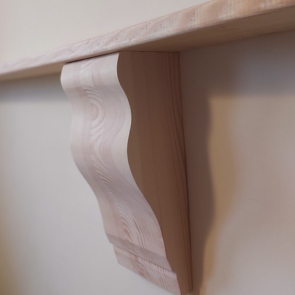Un par de soportes de madera maciza, soporte de estante, hecho a mano.