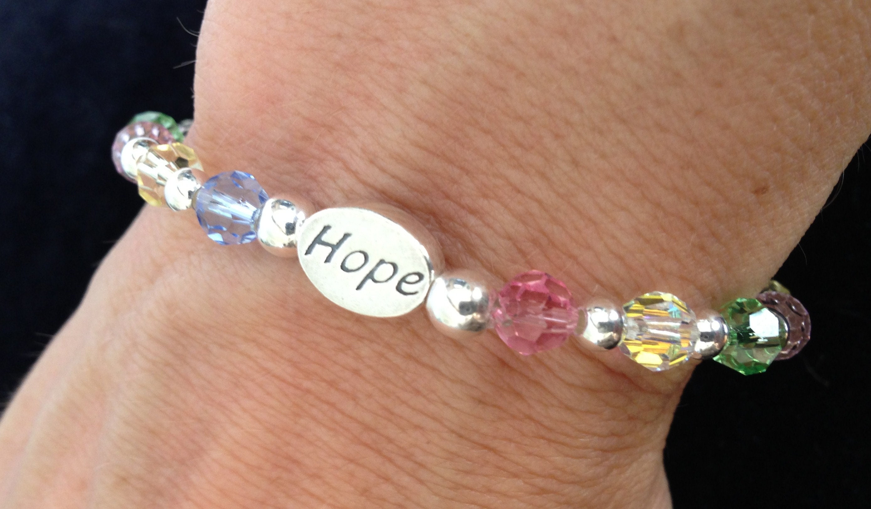 Hope for A Cure Cancer Bracelet Made With Swarvski Crystals Etsy