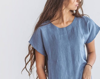 DIANE linen dress with belt, summer midi dress
