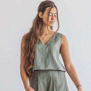 HEIDI linen top, crop linen summer top