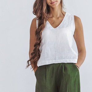 HEIDI linen top, crop linen summer top