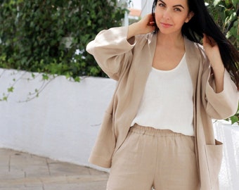APRIL Linen Kimono Jacket – Relaxed Fit