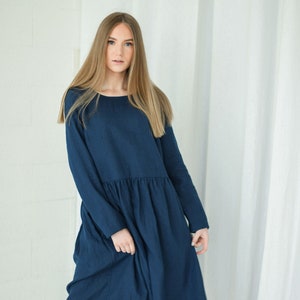 LILY linen dress with long sleeves, summer dress for women