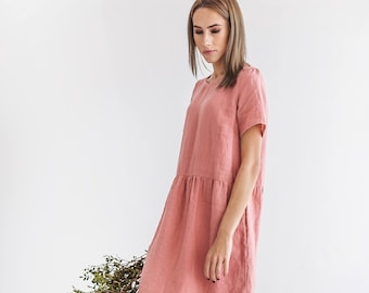 AMELIA linen summer dress, with sleeves, linen clothes