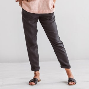 MELODY linen pants, Elastic Waist Summer Trousers