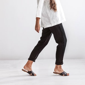 MELODY linen pants, high waisted  and tapered linen pants