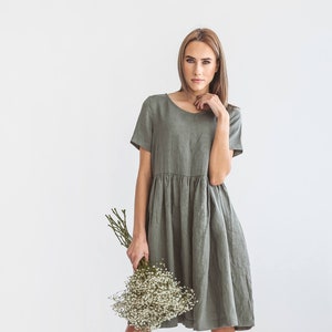 Ready to ship MIA Linen dress with sleeves, summer dress knee length