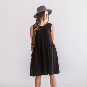 KELLY linen loose sleeveless dress, summer dress in midi length