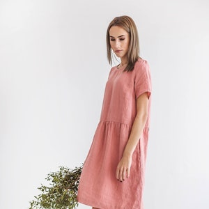 AMELIA linen summer dress, with sleeves, linen clothes image 6