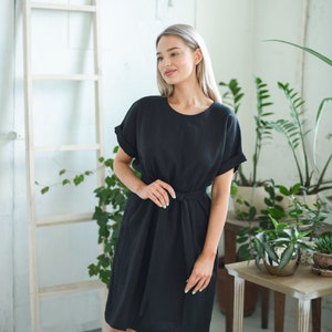 CHLOE dress with belt, summer dress knee length