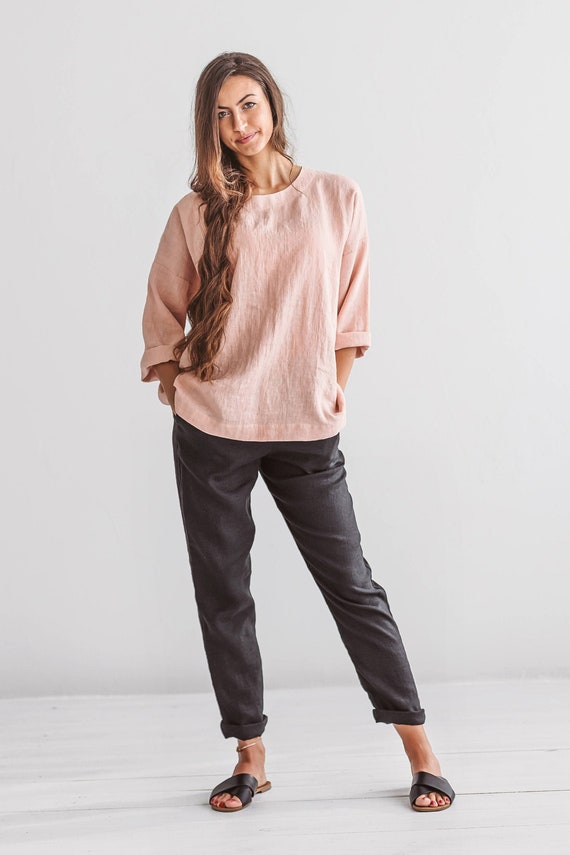 CAMILLA Rose Tunic Drop Shoulder Blouse Oversized Linen Top Loose Linen Shirt Linen Tops for Women Etsy UK