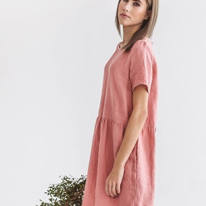 AMELIA linen summer dress, with sleeves, linen clothes image 7