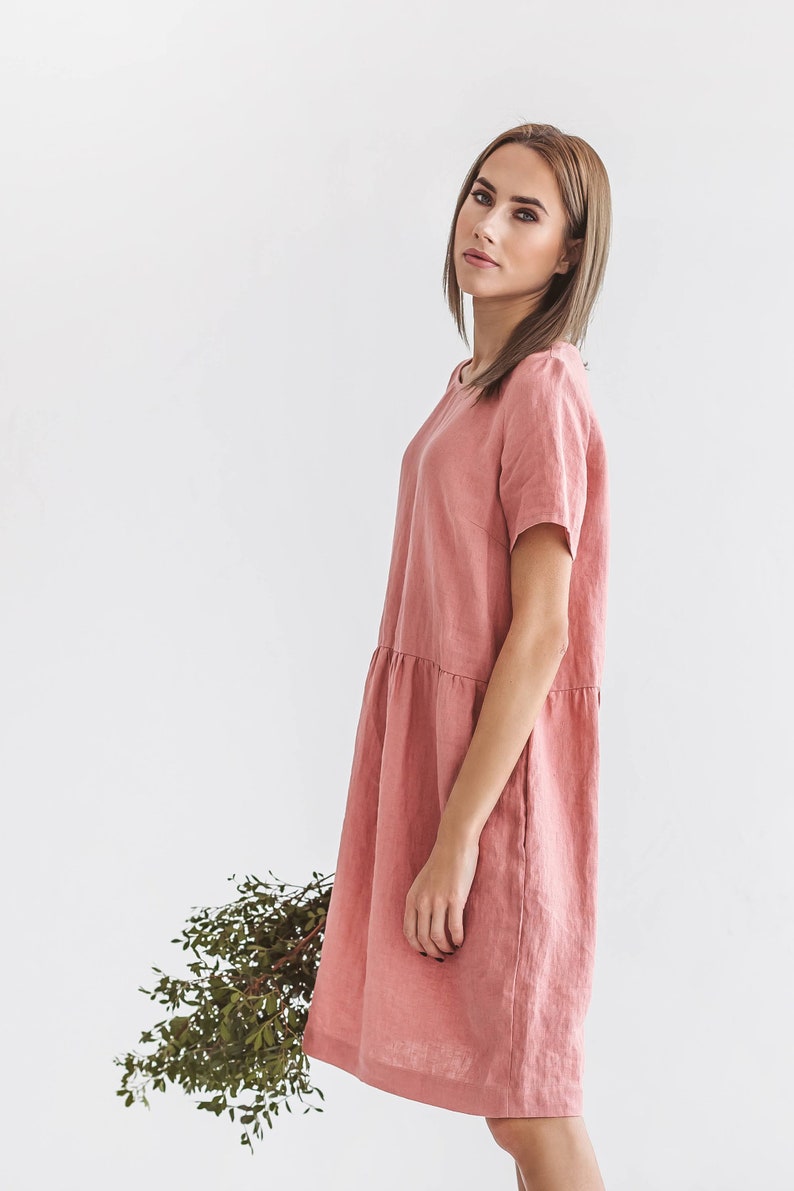 AMELIA linen summer dress, with sleeves, linen clothes image 7