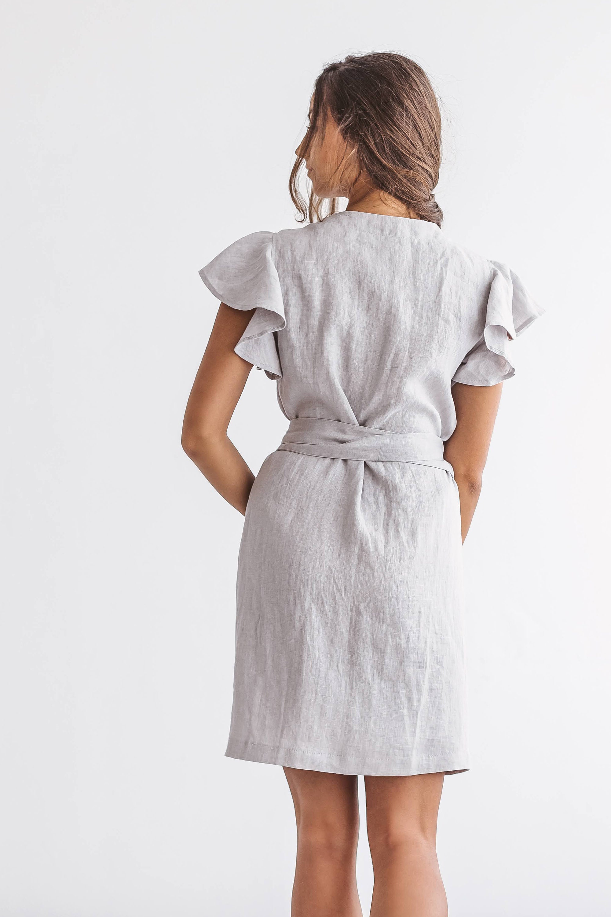 Ava Linen Wrap Mini Dress - Relaxed Fit with Belt
