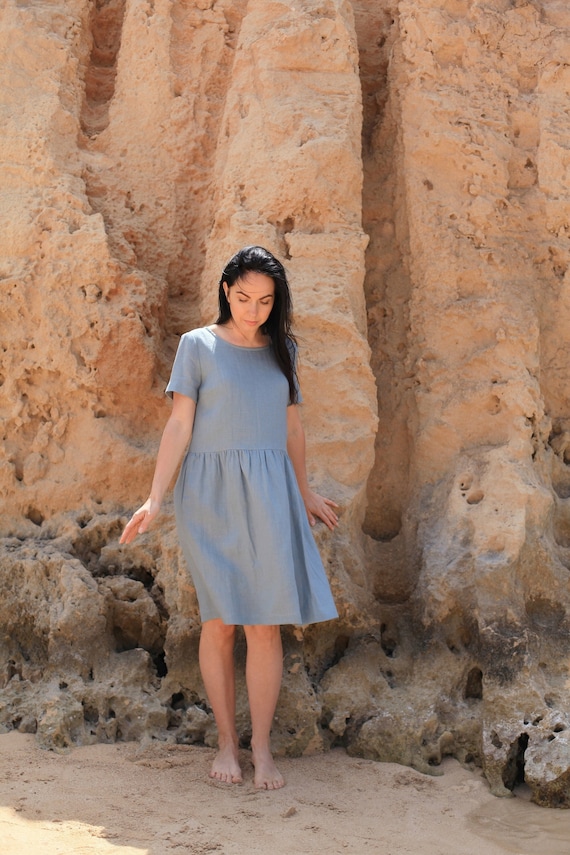 knitted linen dress 1998 Linen Knit Wrap Dress Unpainted Natural Size 2