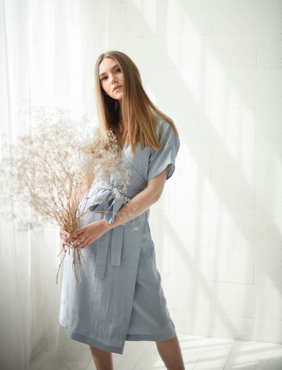 linen wrap dress etsy Linen Gauze Wrap Dress - Wrap Dress Women - Wrap Dress Maxi - Linen Dress Summer - Linen Gauze Dress