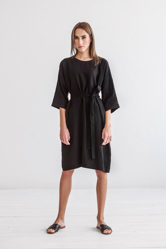 ARIA Linen Dress Kimono Sleeve Design