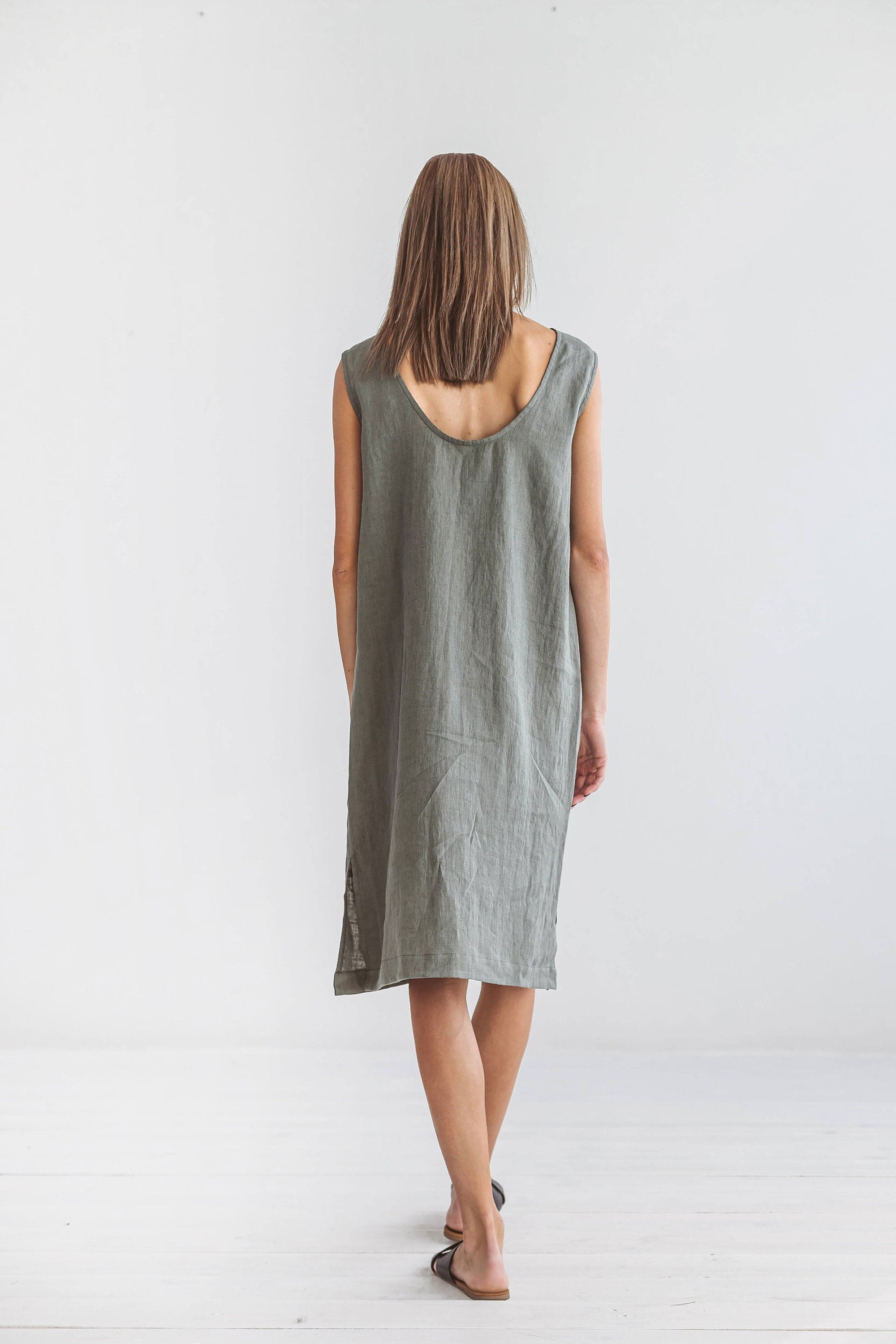 Avery Relaxed Linen Contemporary Fit Denim Shift Dress